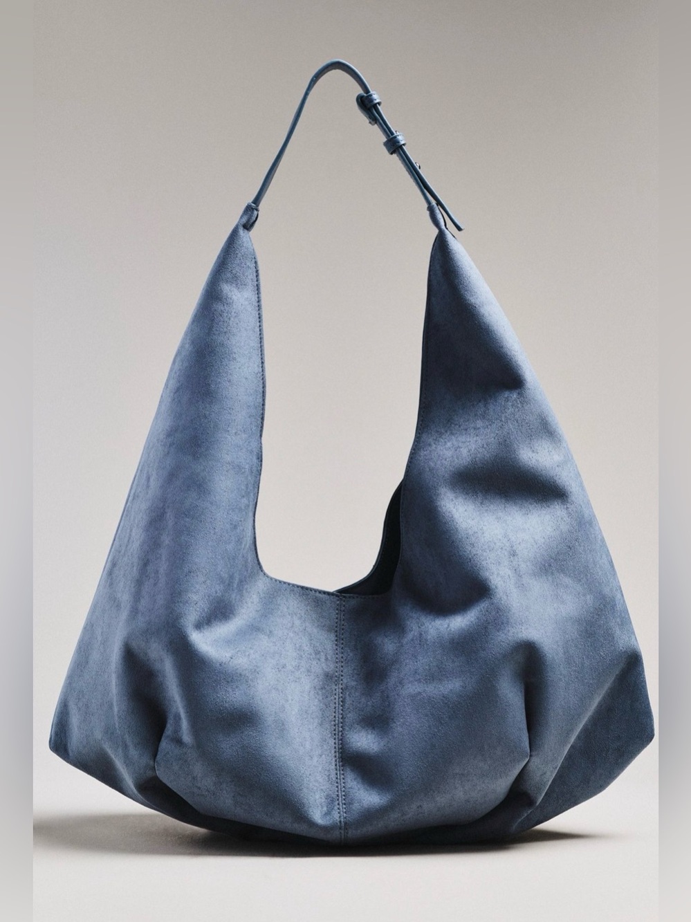 Anthropologie Large Faux Suede Slouchy Tote in Blue NWT